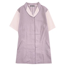 大量訂做灰色間條清潔服  訂做下擺開叉翻領保潔服  酒店客服清潔服中心  SKHH028 大量訂做灰色間條清潔服  訂做下擺開叉翻領保潔服  酒店客服清潔服中心  SKHH028